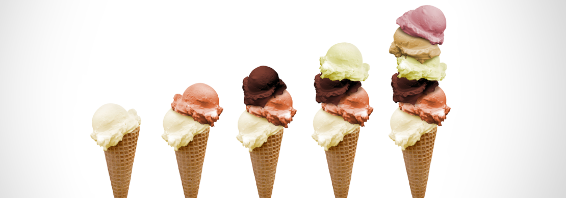 Five ice cream cones